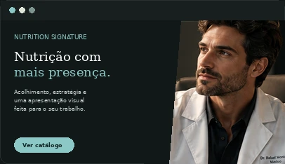 Prévia ilustrativa de layout para nutricionista, com fotografia profissional e composição editorial.