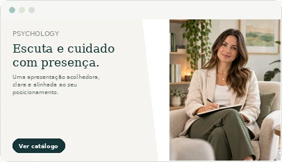 Prévia ilustrativa de layout para psicólogo, com fotografia profissional e atmosfera acolhedora.