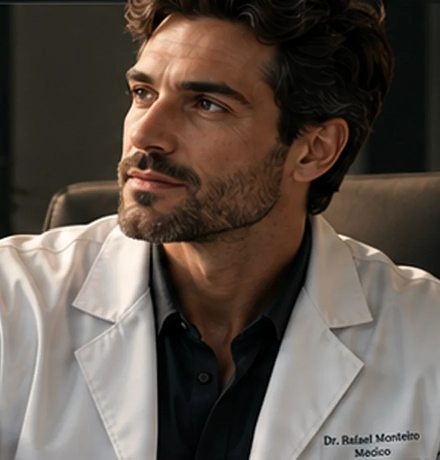 Retrato profissional ilustrativo de médico